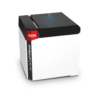 RCH PRINT! 3.0 RT thermal receipt printer in a white cubic design with blue status light active.