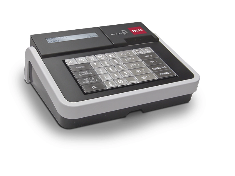 Registratore Telematico WALLE MEC RT 5 RCH WALLE MEC RT compact Registratore Telematico with backlit keyboard and LCD display.